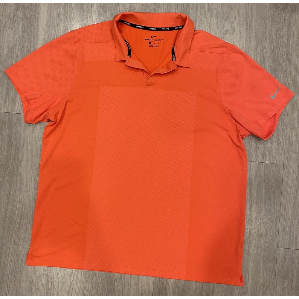 Nike‎ Golf Mens Size XL Zonal Cooling Golf Polo Shirt Orange Peach Coral